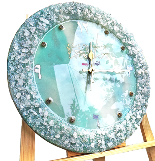Jam dinding seni resin dengan nama tersuai